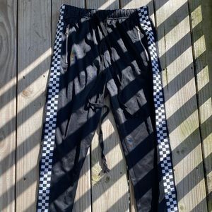 Black Checker Joggers w/ Zipper Pockets